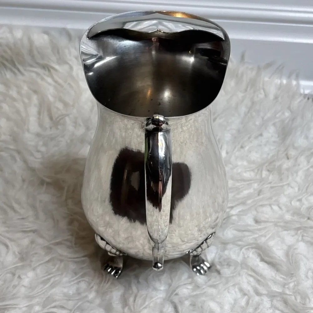 VINTAGE Leonard Silver Plate Footed Water Pitcher with Ice Lip Cottage Core